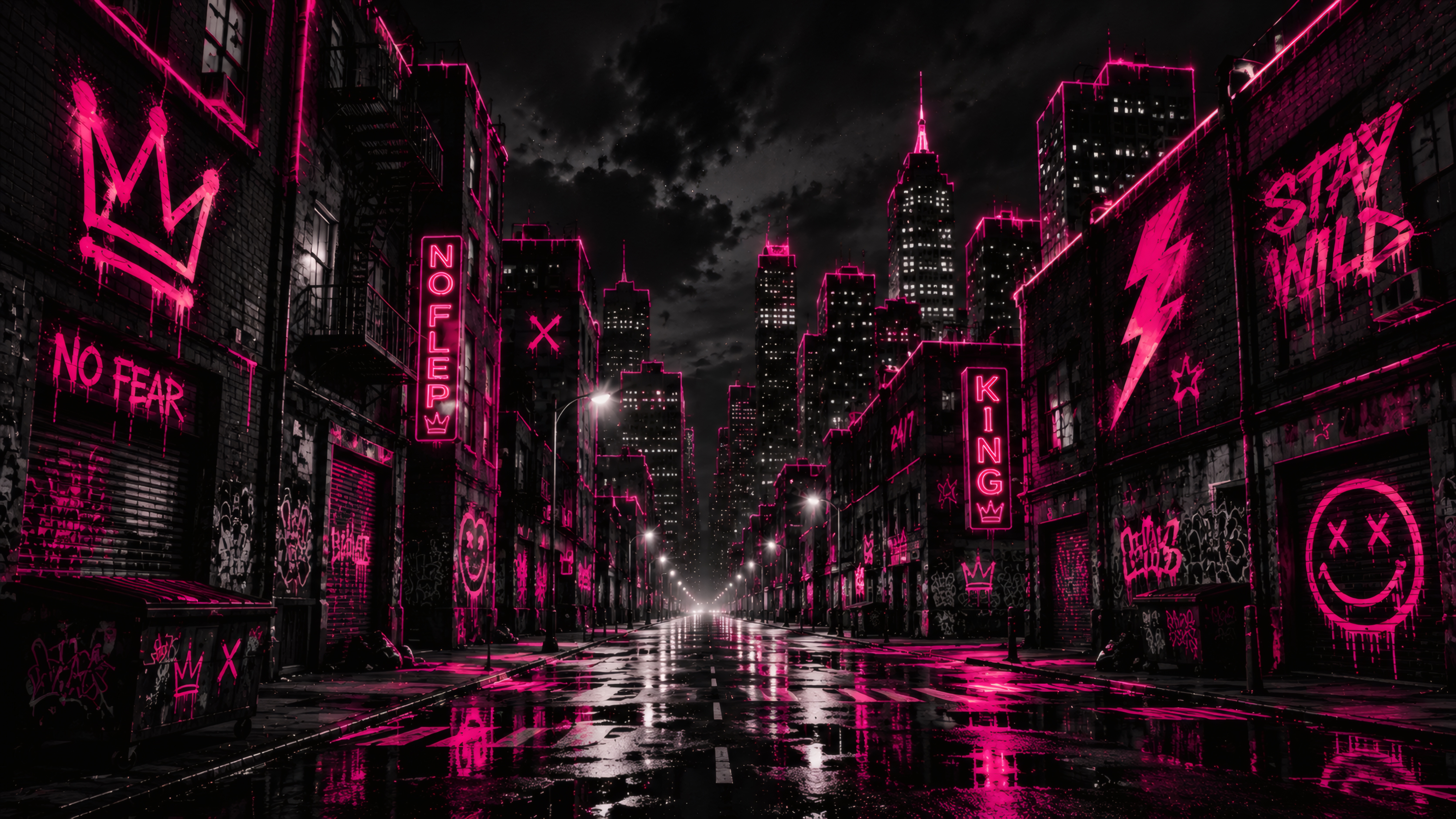 Magenta Alley: The Rebellious Cyber-Street wallpaper preview