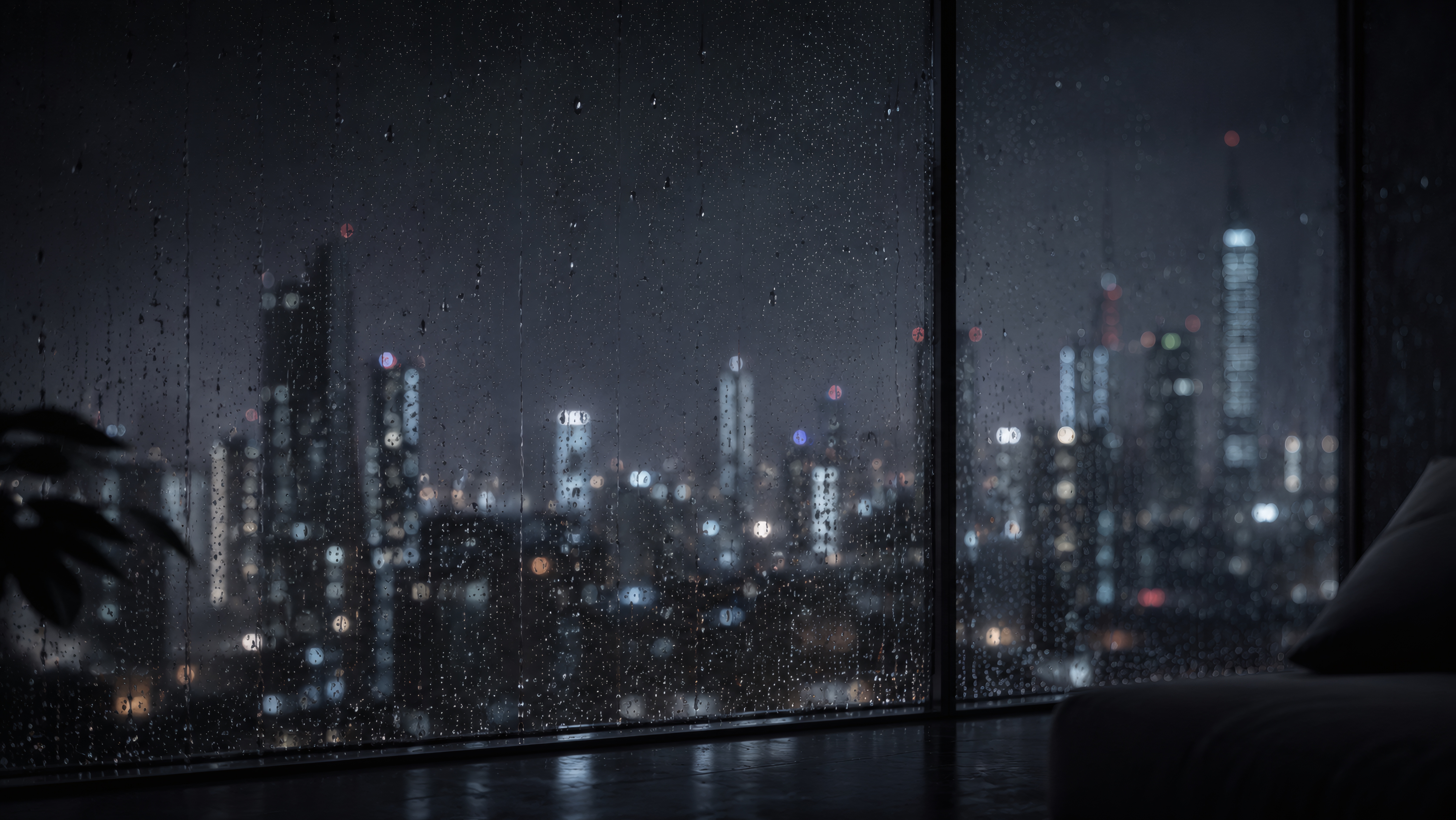 Midnight Solitude: The Rain-Slicked Cyber Penthouse wallpaper preview