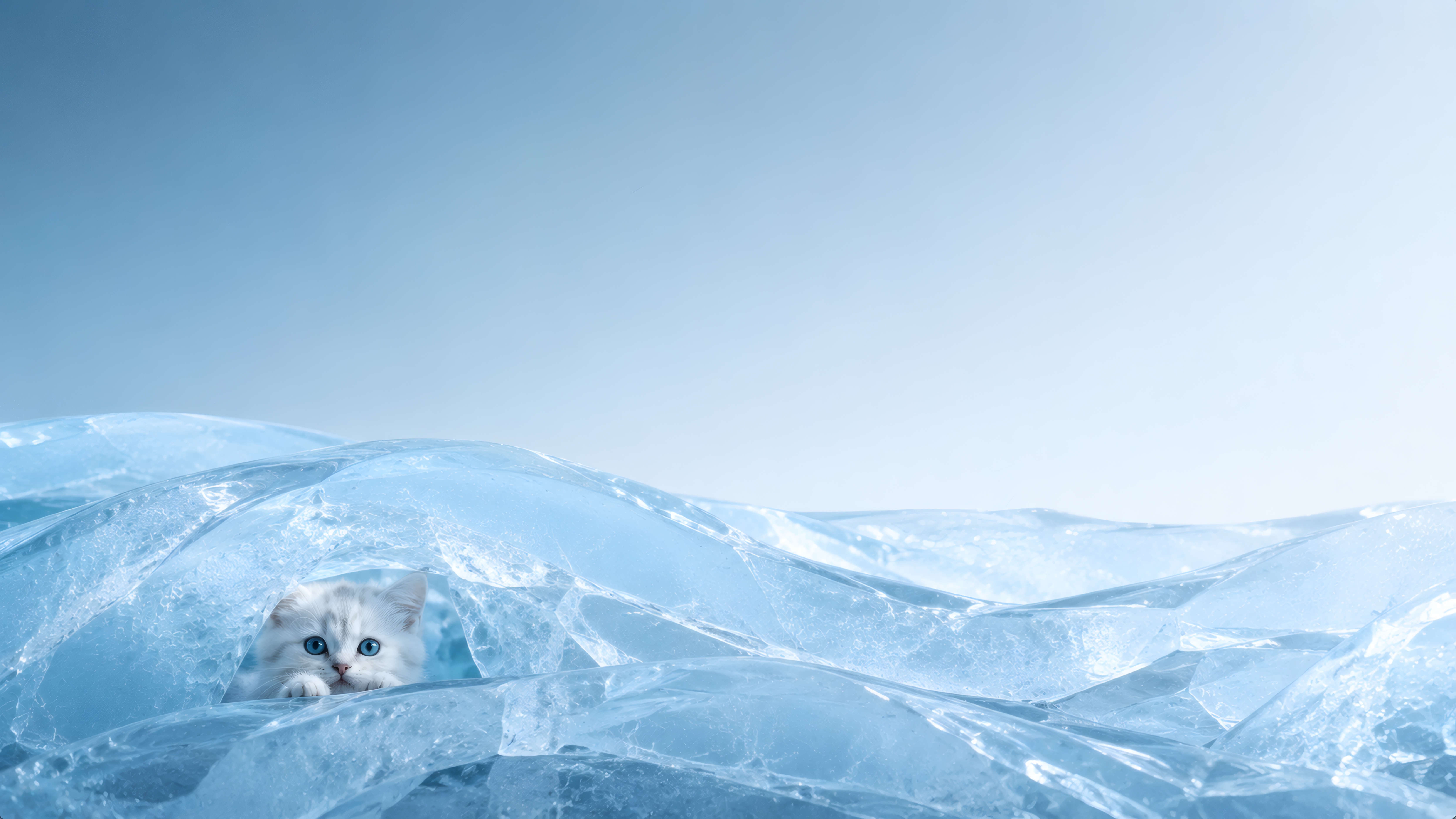 Curious Kitten's Icy Refuge wallpaper preview
