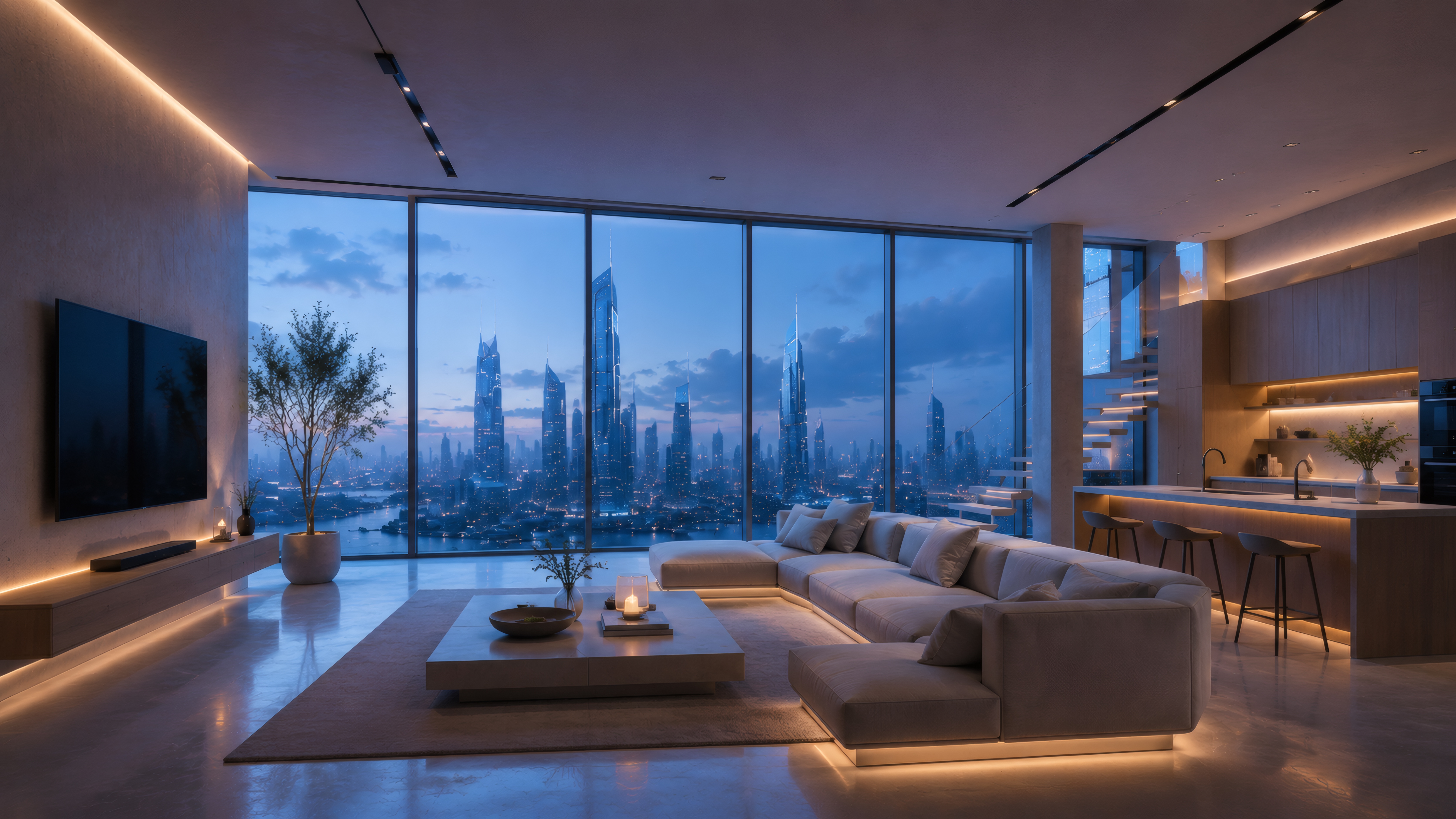 Futuristic Penthouse View wallpaper preview