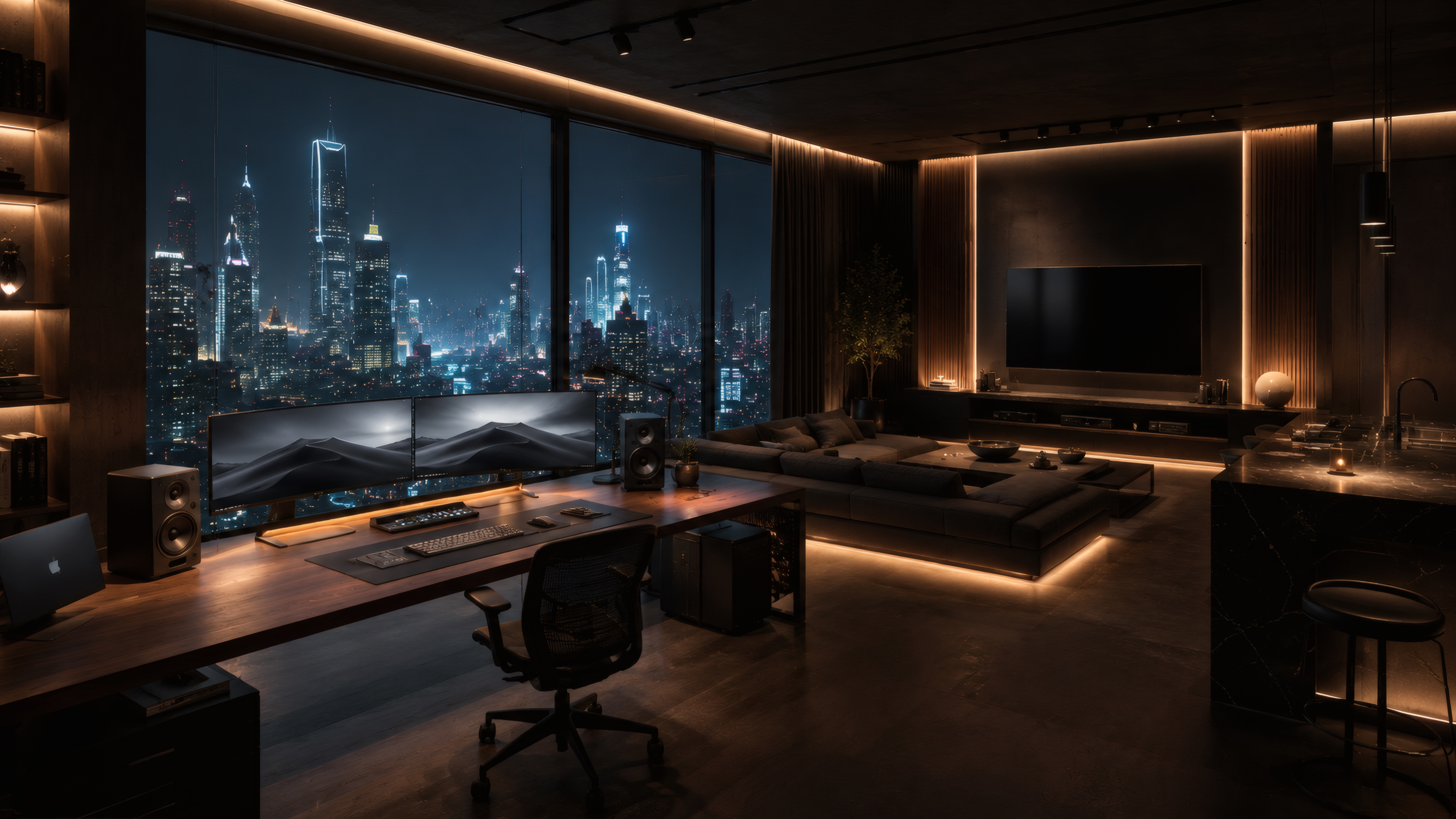Cyberpunk Dual Setup Penthouse wallpaper preview