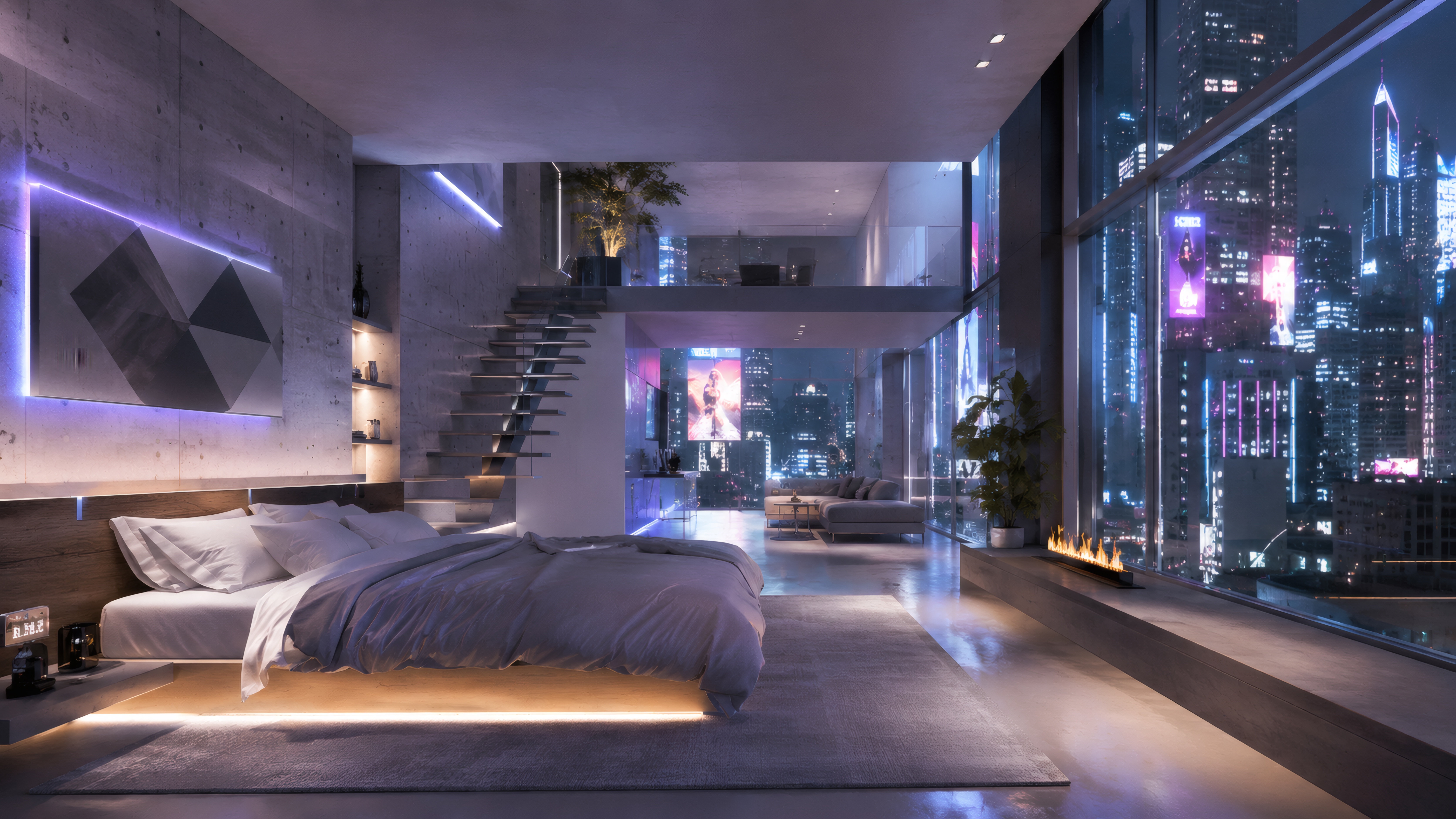 The Cyberpunk Loft wallpaper preview