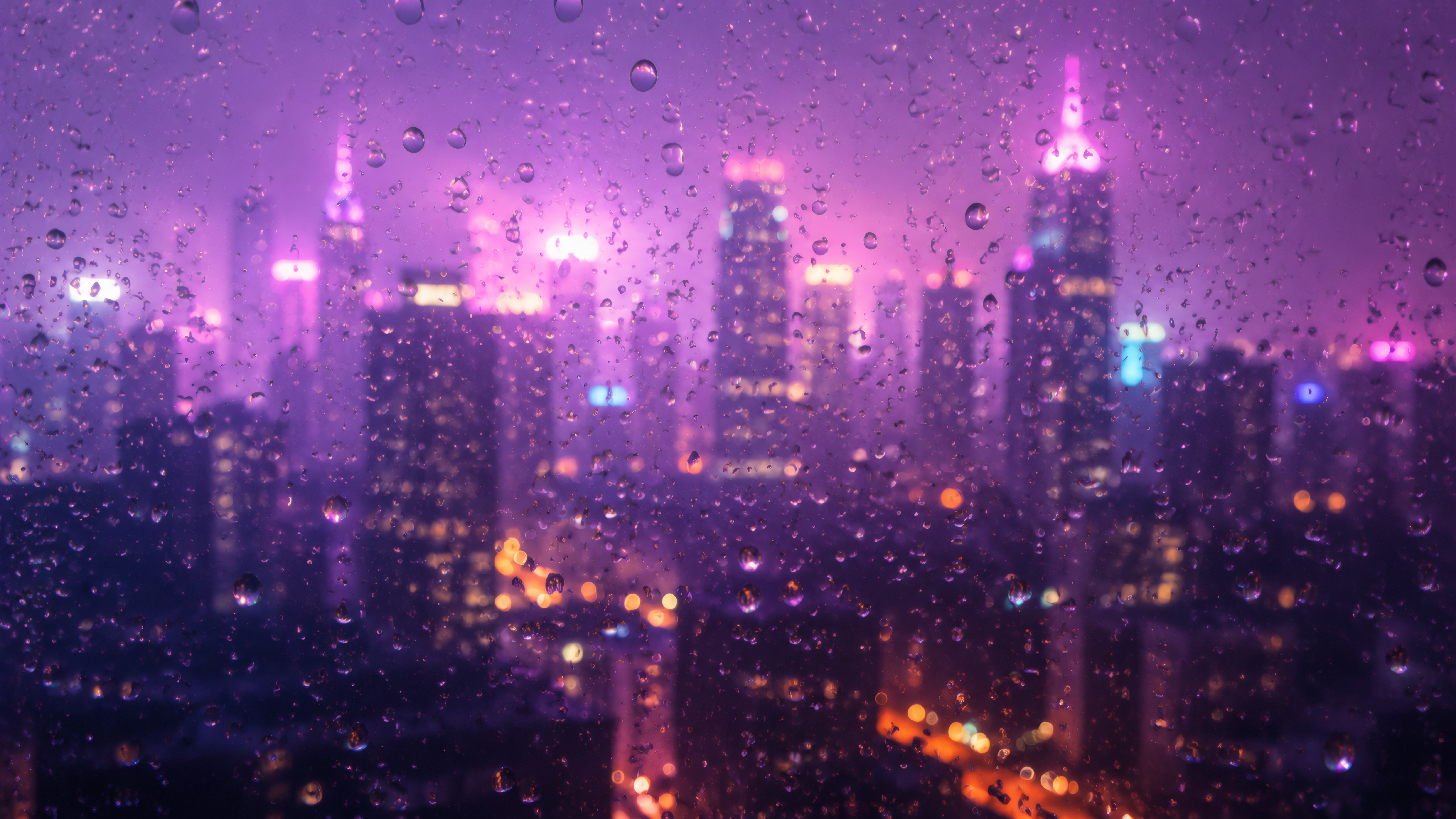 Rain-Streaked Cityscape wallpaper preview