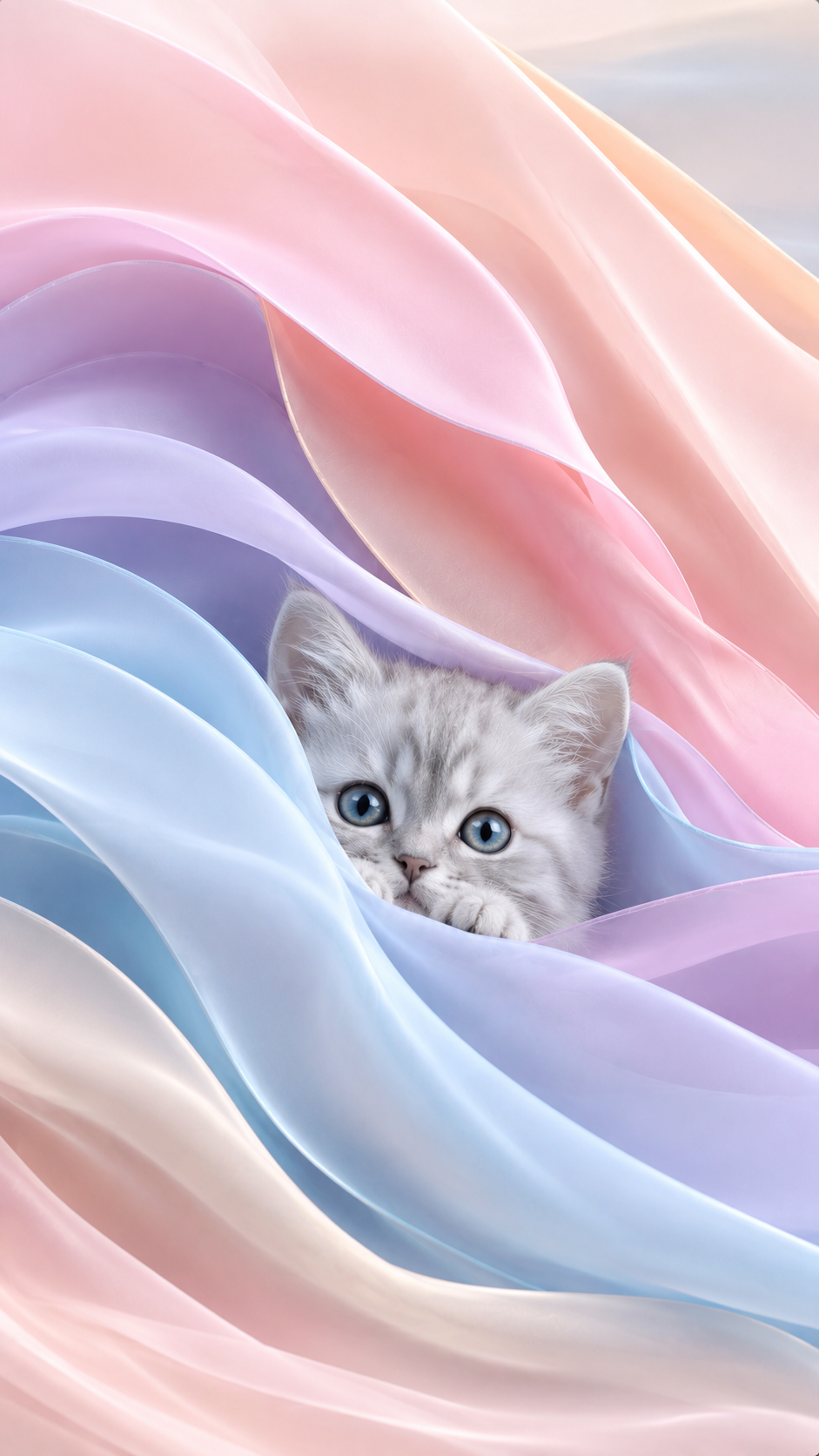 Kitten in Rainbow Fabric wallpaper preview