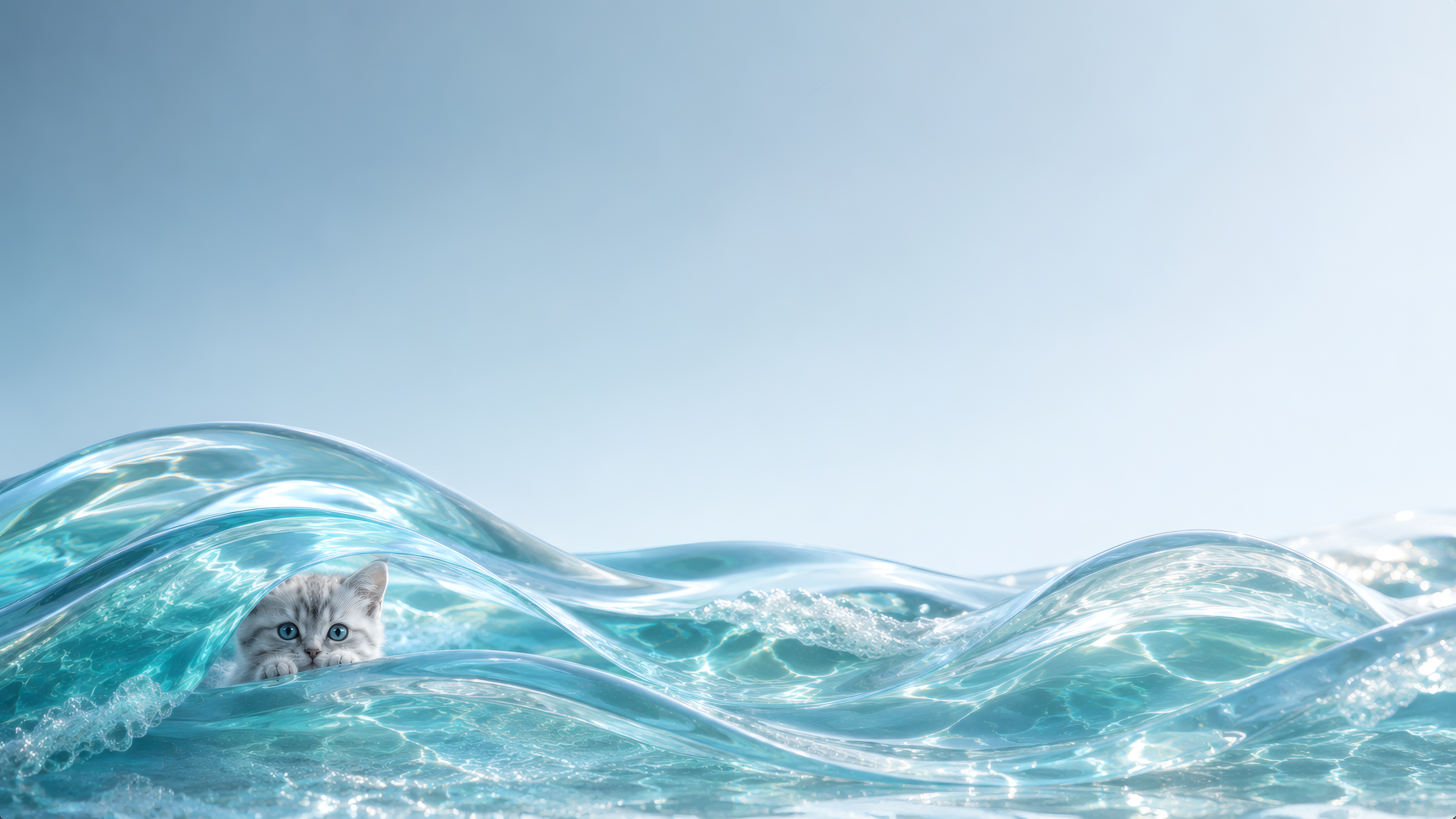 The Kitten in the Clear Waves wallpaper preview