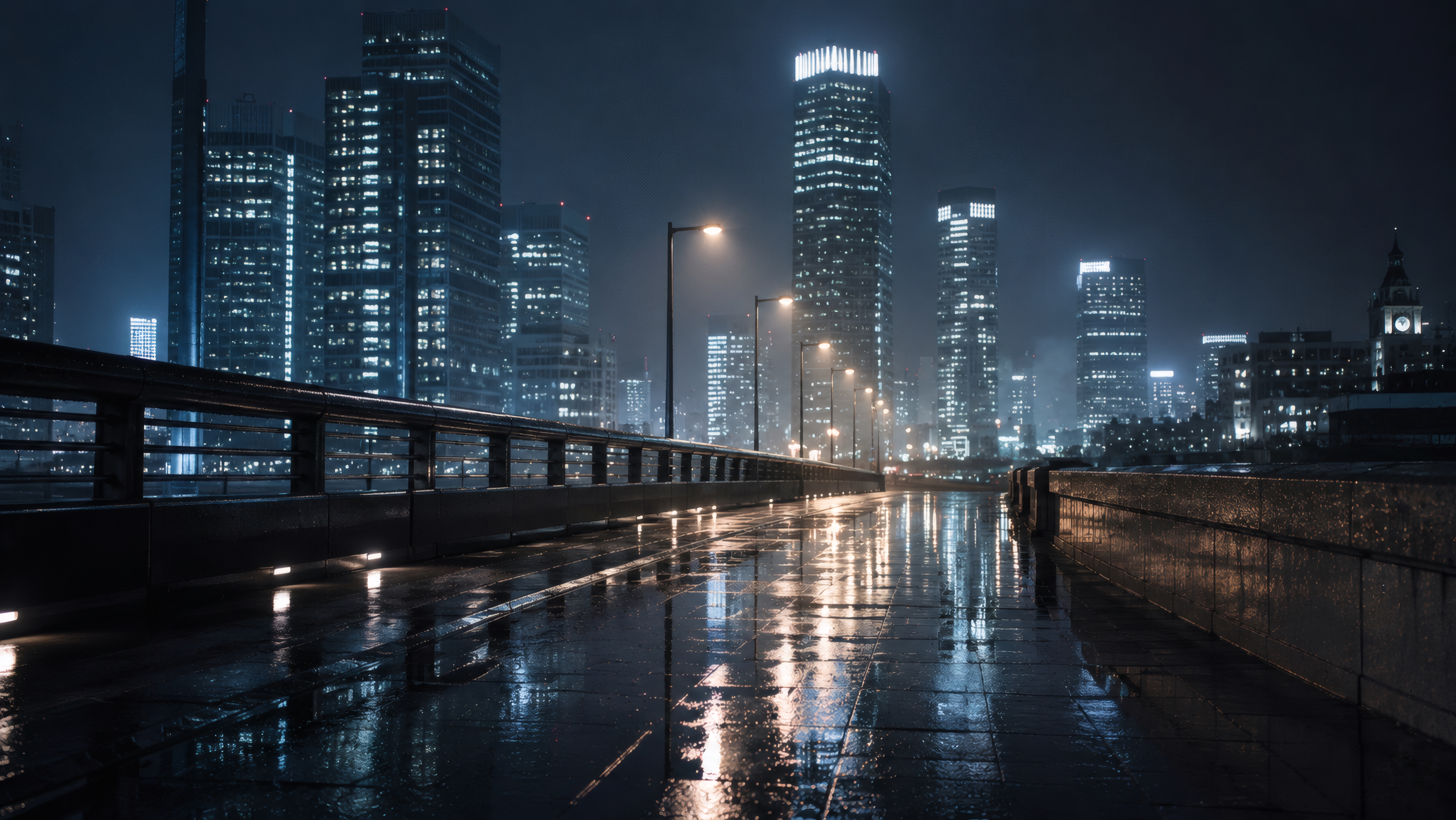Neon Reflections: Midnight Cyber City wallpaper preview