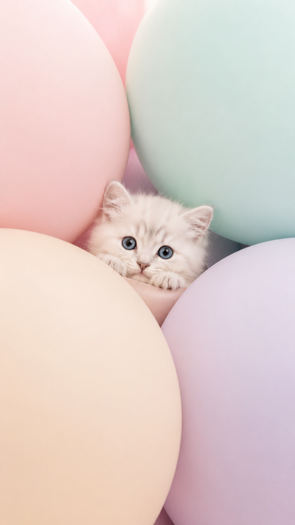 Kitten in Pastel Balloons wallpaper preview