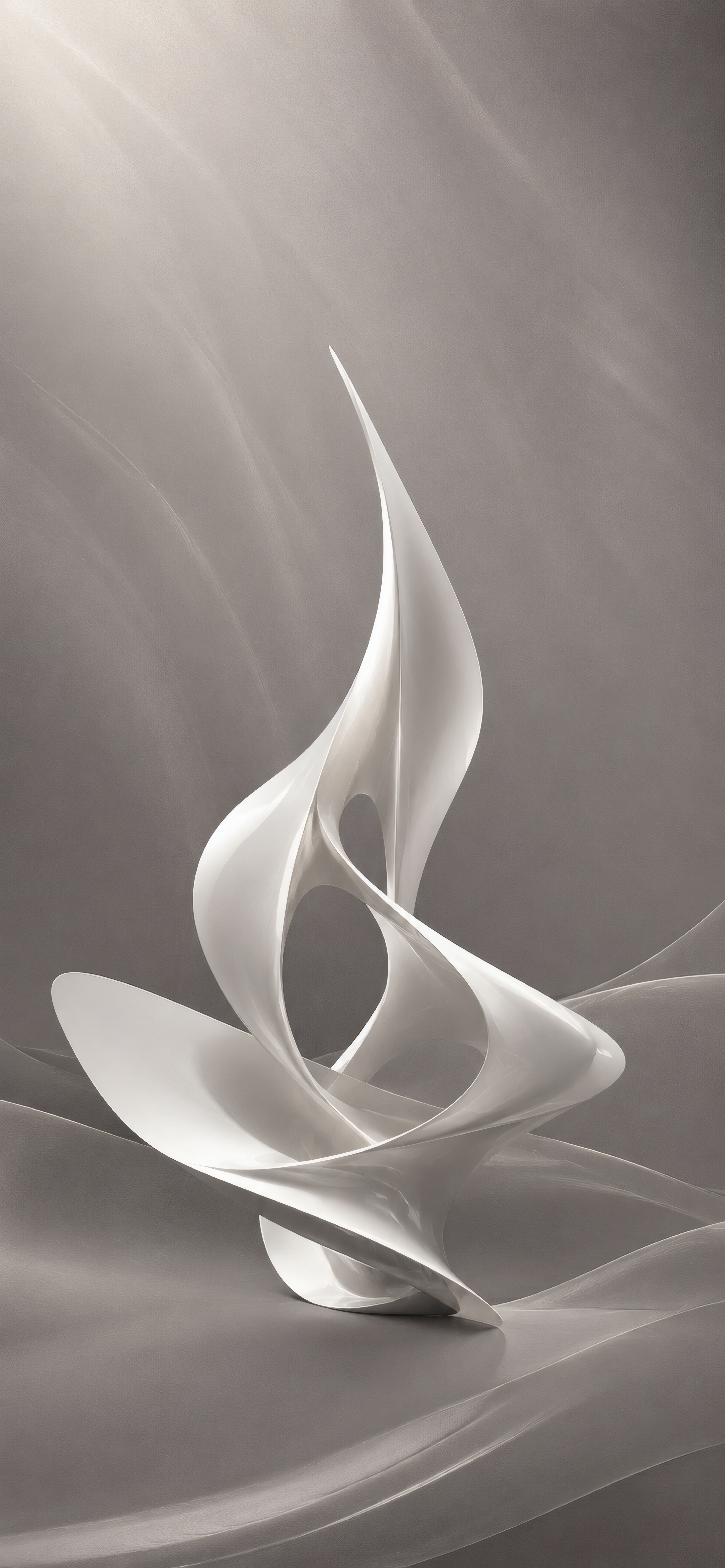 Ivory Flame: Serene Kinetic Sculpture wallpaper preview