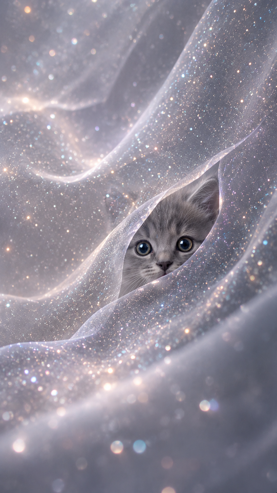 Kitten in Starry Fabric wallpaper preview